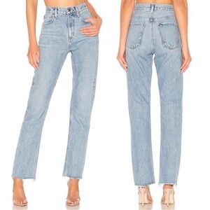 ▪️AGOLDE High Waist Raw Hem Straight leg Button fly Jeans